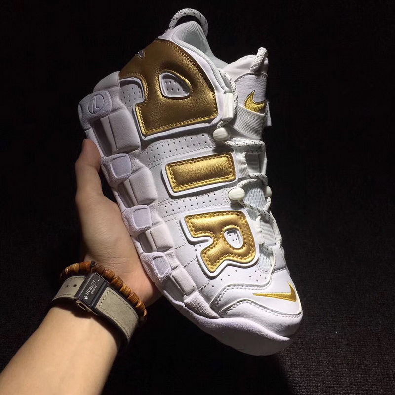 Authentic Nike Air More Uptempo White Gold